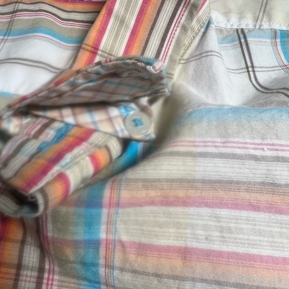 Alan Flusser Mens XXL Long Sleeve‎ Button Down Shirt Coral/Blue/Pink - Picture 2 of 5